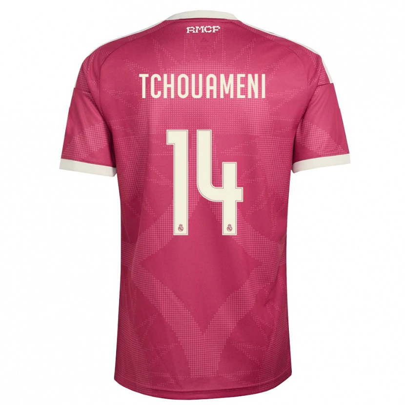 Danxen Kvinder Aurélien Tchouaméni #14 Bleg Violet Rød Hvid Tredje Sæt Spillertrøjer 2026/27 Trøje T-Shirt