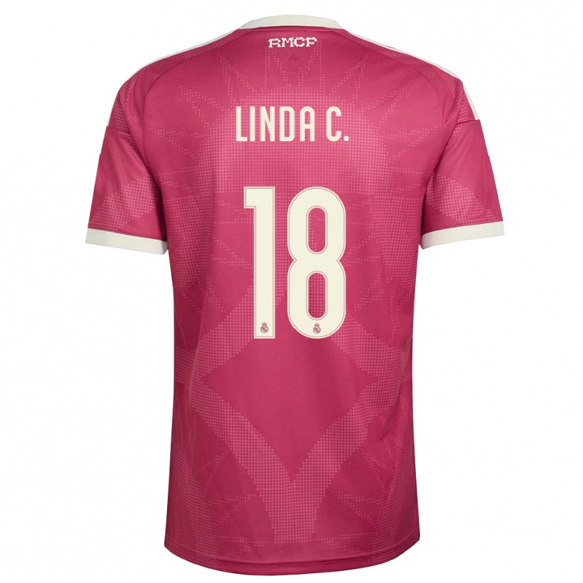 Danxen Kvinder Linda Caicedo #18 Bleg Violet Rød Hvid Tredje Sæt Spillertrøjer 2026/27 Trøje T-Shirt