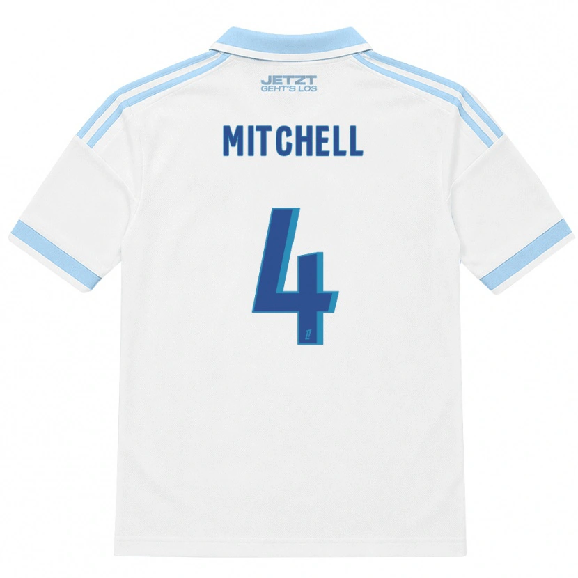 Danxen Børn Jeyland Mitchell #4 Lys Himmelblå Hvid Rød Udebane Spillertrøjer 2026/27 Trøje T-Shirt
