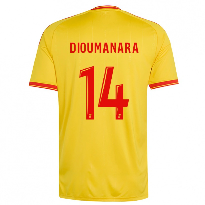Danxen Børn Sidi Dioumanara #14 Guld Orange Rød Hjemmebane Spillertrøjer 2026/27 Trøje T-Shirt