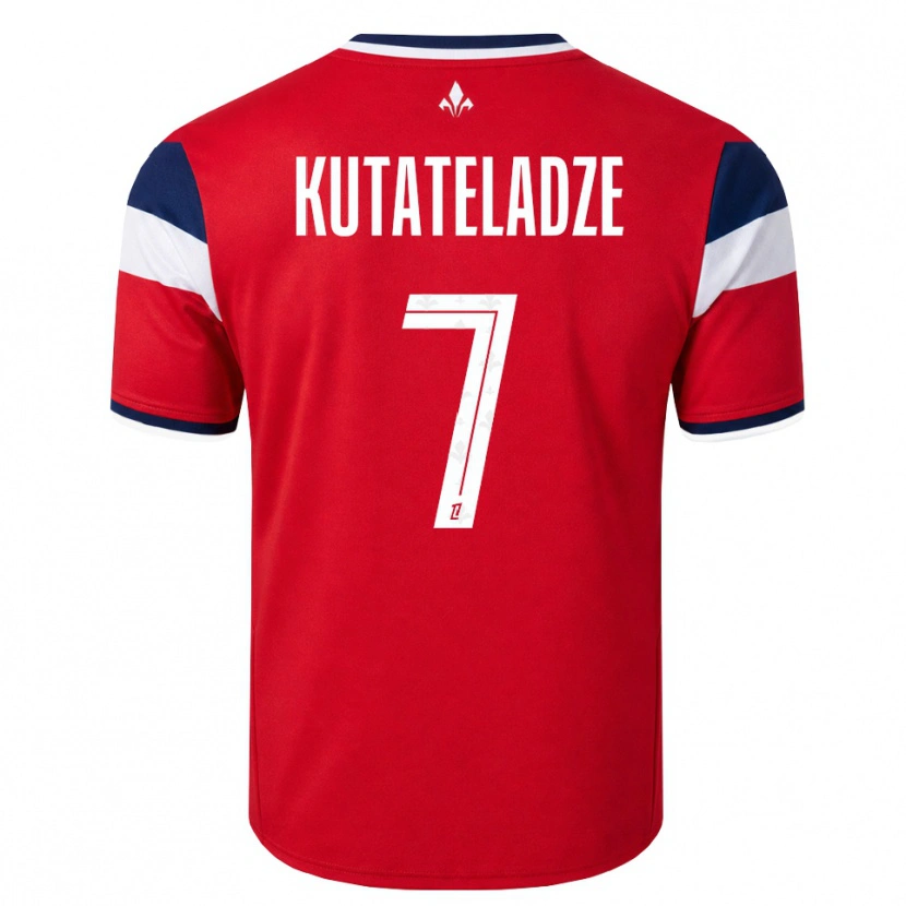 Danxen Børn Alexandre Kutateladze #7 Rød Hvid Kongeblå Hjemmebane Spillertrøjer 2026/27 Trøje T-Shirt