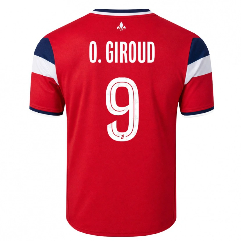 Danxen Børn Olivier Giroud #9 Rød Hvid Kongeblå Hjemmebane Spillertrøjer 2026/27 Trøje T-Shirt
