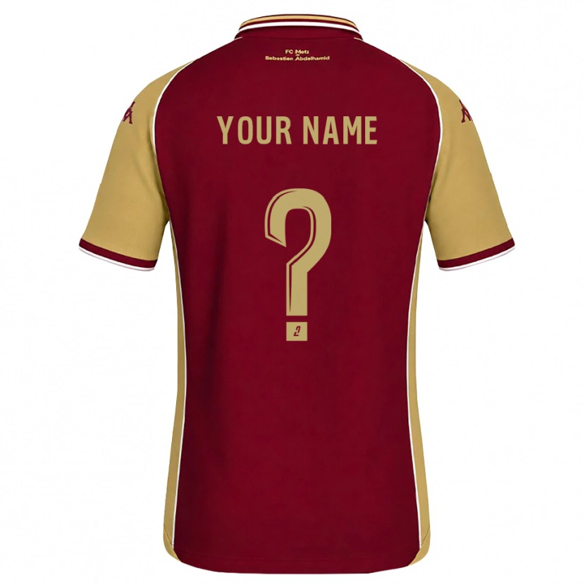 Danxen Børn Dit Navn #0 Gyldenrod Mørkerød Hjemmebane Spillertrøjer 2026/27 Trøje T-Shirt