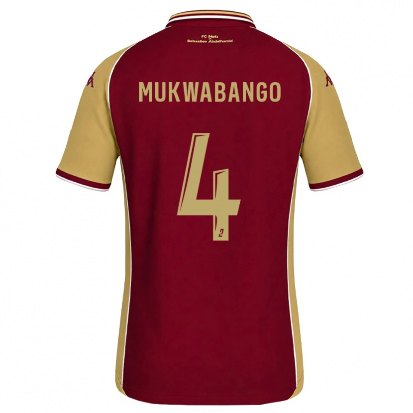 Danxen Børn Bénit Mukwabango #4 Gyldenrod Mørkerød Hjemmebane Spillertrøjer 2026/27 Trøje T-Shirt