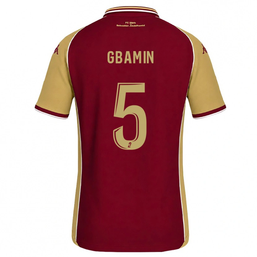 Danxen Børn Jean-Philippe Gbamin #5 Gyldenrod Mørkerød Hjemmebane Spillertrøjer 2026/27 Trøje T-Shirt