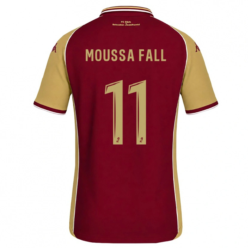 Danxen Børn Pape Moussa Fall #11 Gyldenrod Mørkerød Hjemmebane Spillertrøjer 2026/27 Trøje T-Shirt