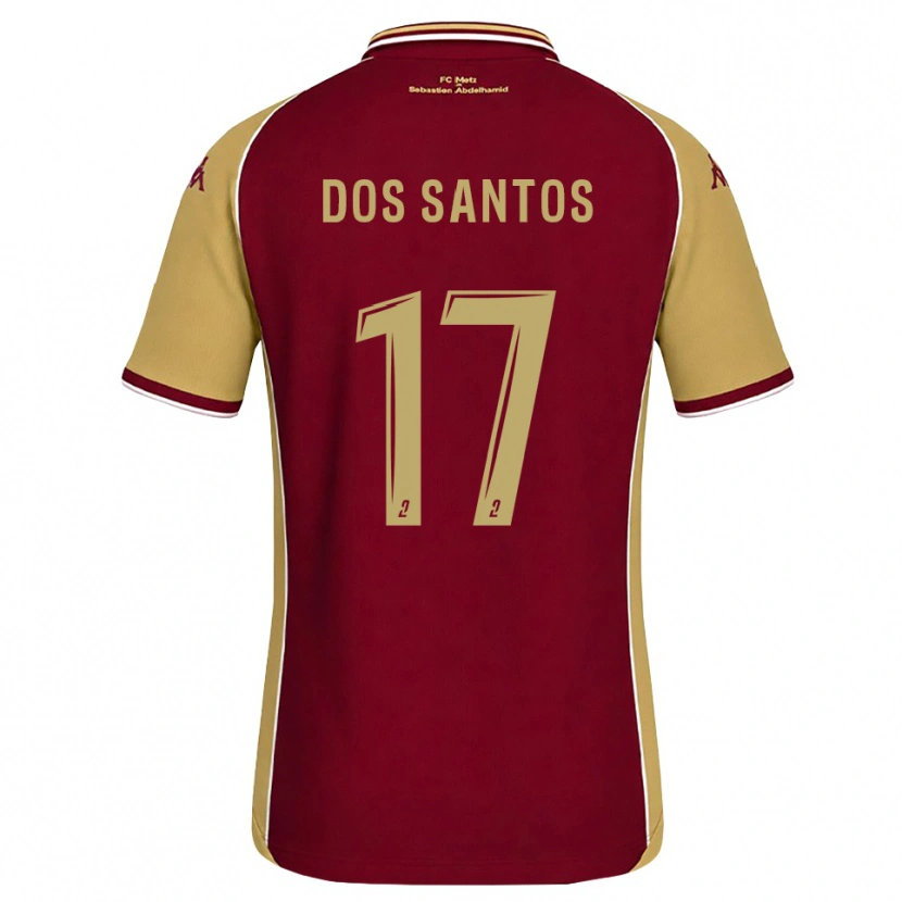 Danxen Børn Tahirys Dos Santos #17 Gyldenrod Mørkerød Hjemmebane Spillertrøjer 2026/27 Trøje T-Shirt