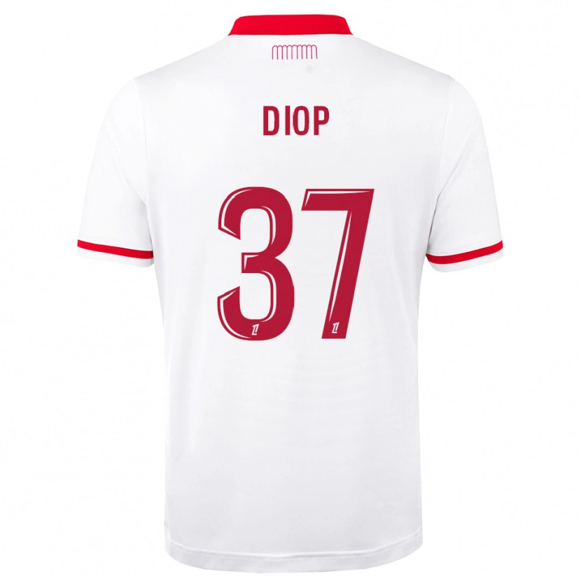 Danxen Børn Edan Diop #37 Rød Hvid Hjemmebane Spillertrøjer 2026/27 Trøje T-Shirt
