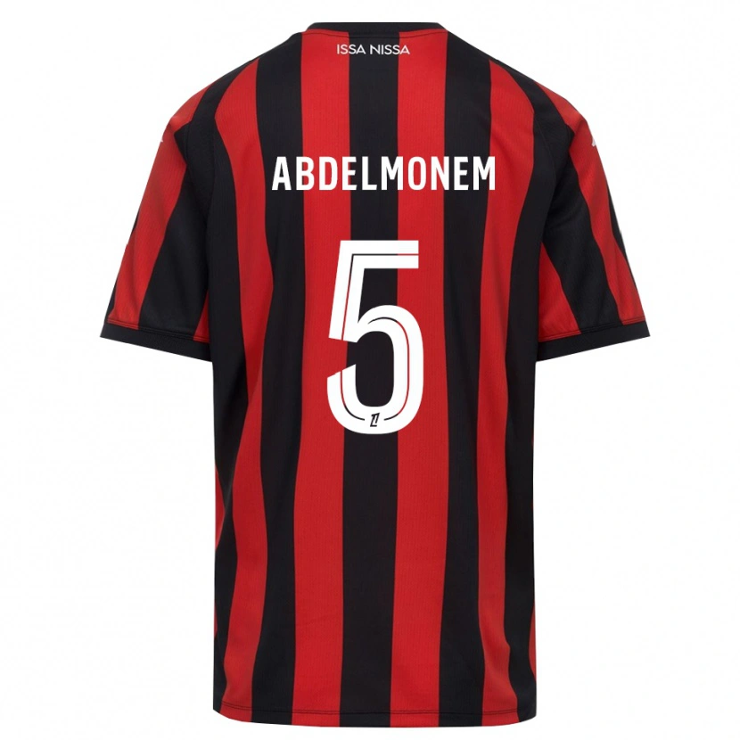 Danxen Børn Mohamed Abdelmonem #5 Rød Sort Hvid Hjemmebane Spillertrøjer 2026/27 Trøje T-Shirt