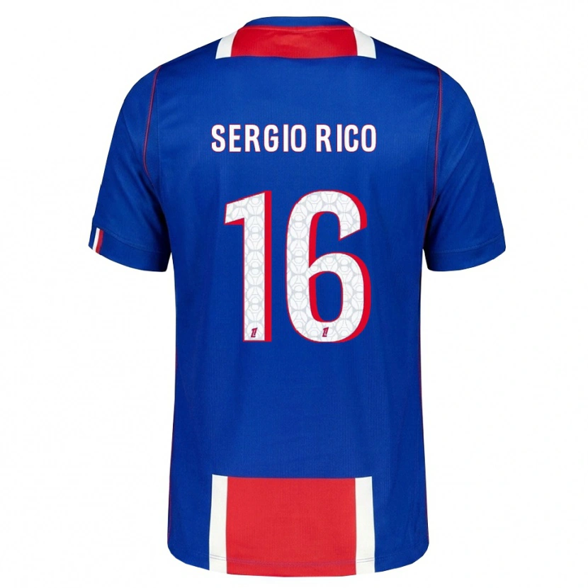 Danxen Børn Sergio Rico #16 Rød Hvid Blå Hjemmebane Spillertrøjer 2026/27 Trøje T-Shirt