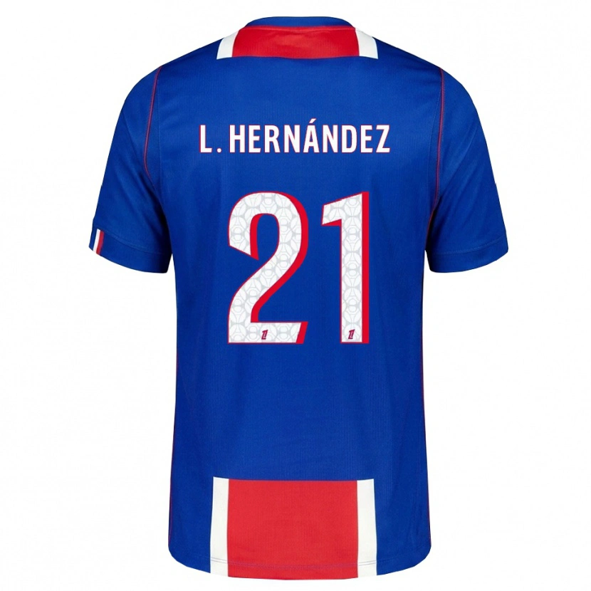 Danxen Børn Lucas Hernández #21 Rød Hvid Blå Hjemmebane Spillertrøjer 2026/27 Trøje T-Shirt