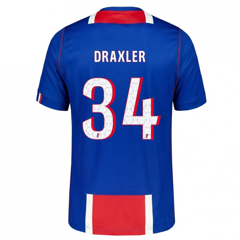 Danxen Børn Julian Draxler #34 Rød Hvid Blå Hjemmebane Spillertrøjer 2026/27 Trøje T-Shirt