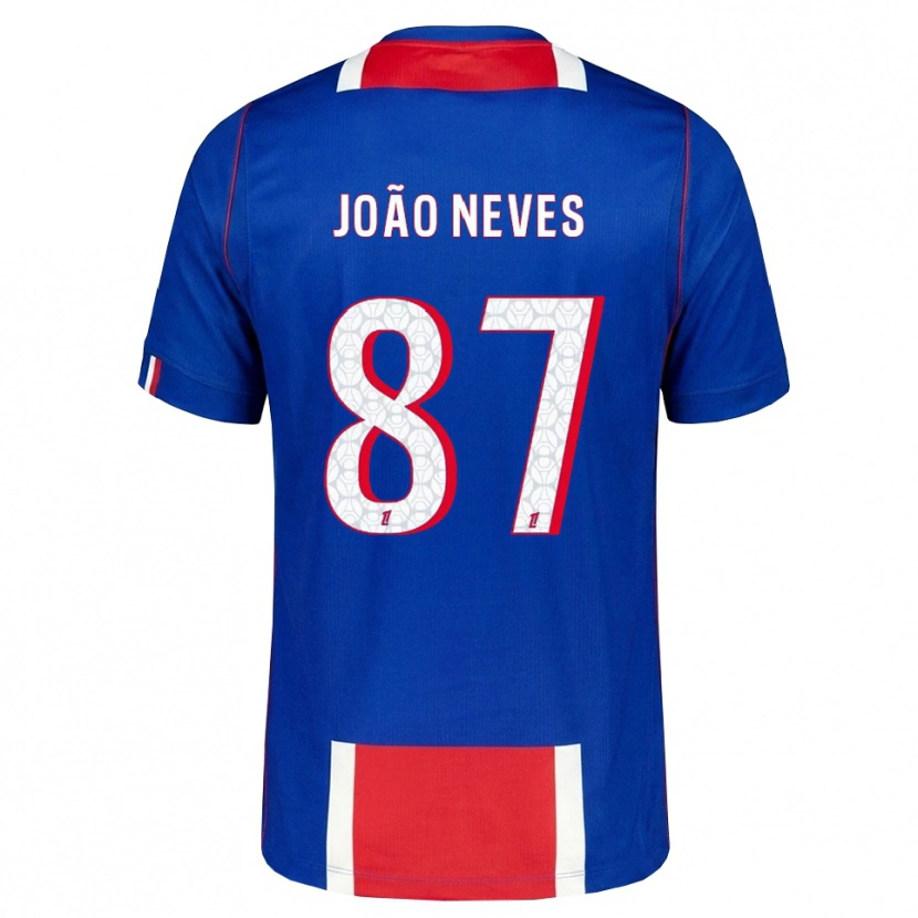 Danxen Børn João Neves #87 Rød Hvid Blå Hjemmebane Spillertrøjer 2026/27 Trøje T-Shirt