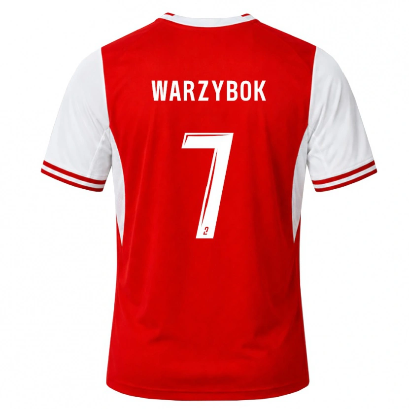 Danxen Børn Olivier Warzybok #7 Rød Hvid Hjemmebane Spillertrøjer 2026/27 Trøje T-Shirt