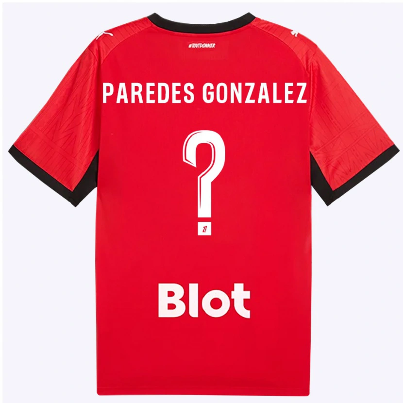 Danxen Børn Maxime Paredes Gonzalez #0 Rød Sort Hvid Hjemmebane Spillertrøjer 2026/27 Trøje T-Shirt