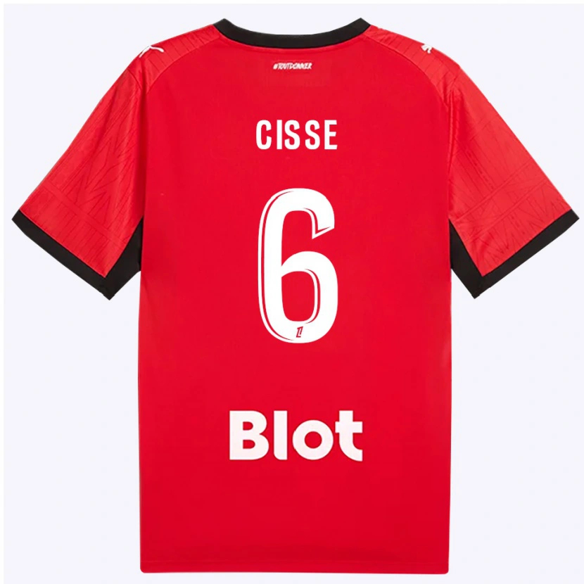 Danxen Børn Djaoui Cissé #6 Rød Sort Hvid Hjemmebane Spillertrøjer 2026/27 Trøje T-Shirt