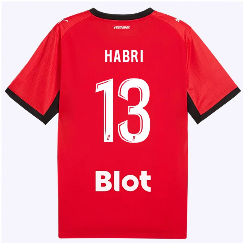 Danxen Børn Issa Habri #13 Rød Sort Hvid Hjemmebane Spillertrøjer 2026/27 Trøje T-Shirt