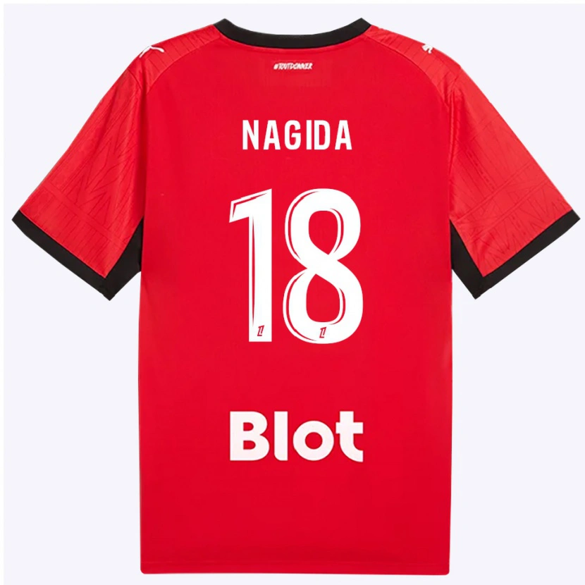 Danxen Børn Mahamadou Nagida #18 Rød Sort Hvid Hjemmebane Spillertrøjer 2026/27 Trøje T-Shirt