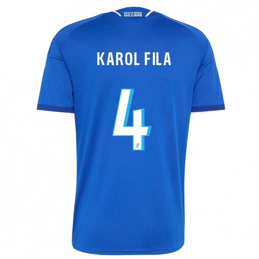 Danxen Børn Karol Fila #4 Kongeblå Hvid Hjemmebane Spillertrøjer 2026/27 Trøje T-Shirt