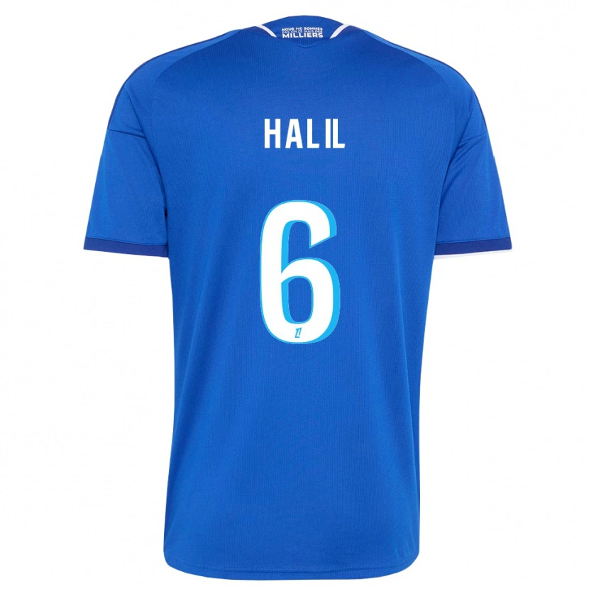 Danxen Børn Fouad Halil #6 Kongeblå Hvid Hjemmebane Spillertrøjer 2026/27 Trøje T-Shirt