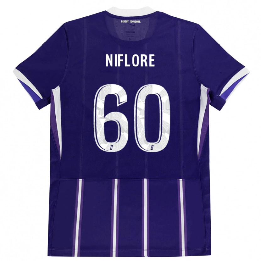 Danxen Børn Mathys Niflore #60 Lilla Hvid Hjemmebane Spillertrøjer 2026/27 Trøje T-Shirt