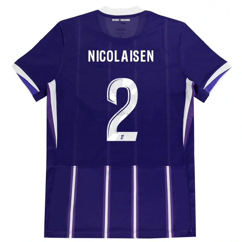 Danxen Børn Rasmus Nicolaisen #2 Lilla Hvid Hjemmebane Spillertrøjer 2026/27 Trøje T-Shirt