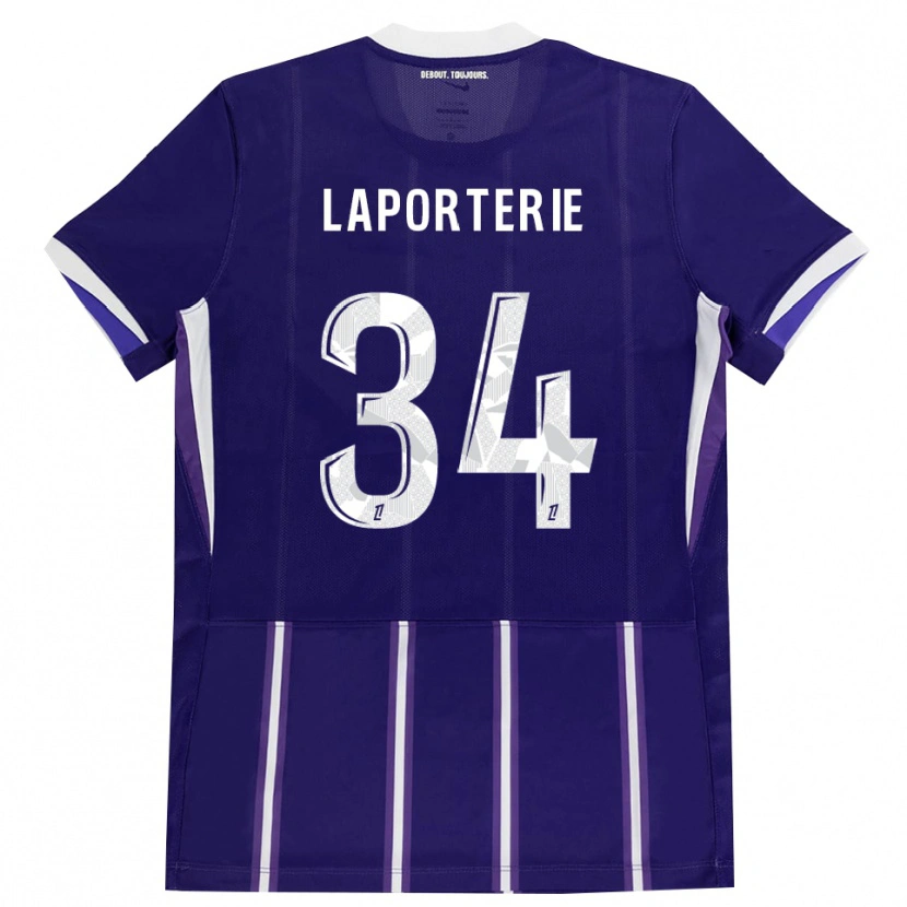 Danxen Børn Ambre Laporterie #34 Lilla Hvid Hjemmebane Spillertrøjer 2026/27 Trøje T-Shirt