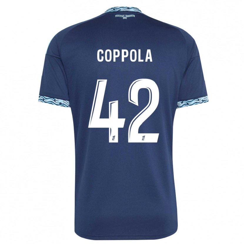 Danxen Børn Diego Coppola #42 Stålblå Hvid Hjemmebane Spillertrøjer 2026/27 Trøje T-Shirt