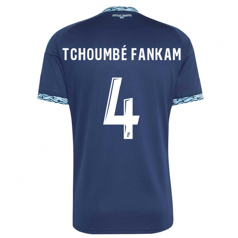 Danxen Børn Erwan Tchoumbé Fankam #4 Stålblå Hvid Hjemmebane Spillertrøjer 2026/27 Trøje T-Shirt