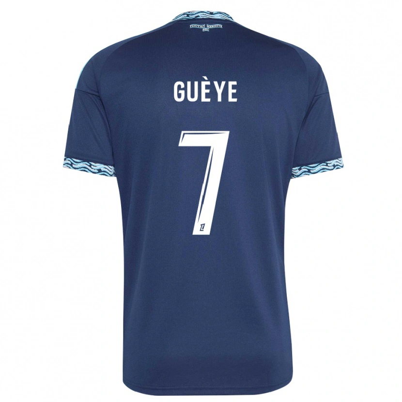 Danxen Børn Siny Guèye #7 Stålblå Hvid Hjemmebane Spillertrøjer 2026/27 Trøje T-Shirt