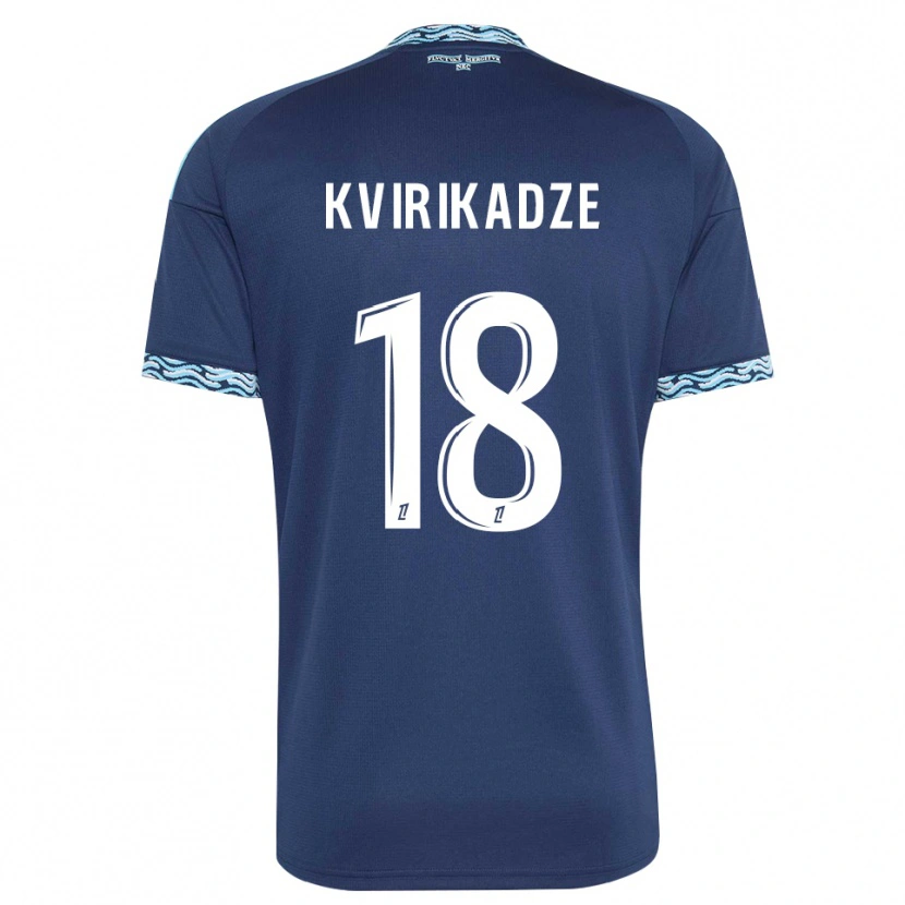 Danxen Børn Andria Kvirikadze #18 Stålblå Hvid Hjemmebane Spillertrøjer 2026/27 Trøje T-Shirt