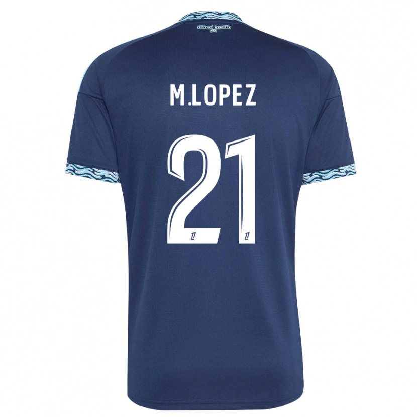 Danxen Børn Maxime Lopez #21 Stålblå Hvid Hjemmebane Spillertrøjer 2026/27 Trøje T-Shirt