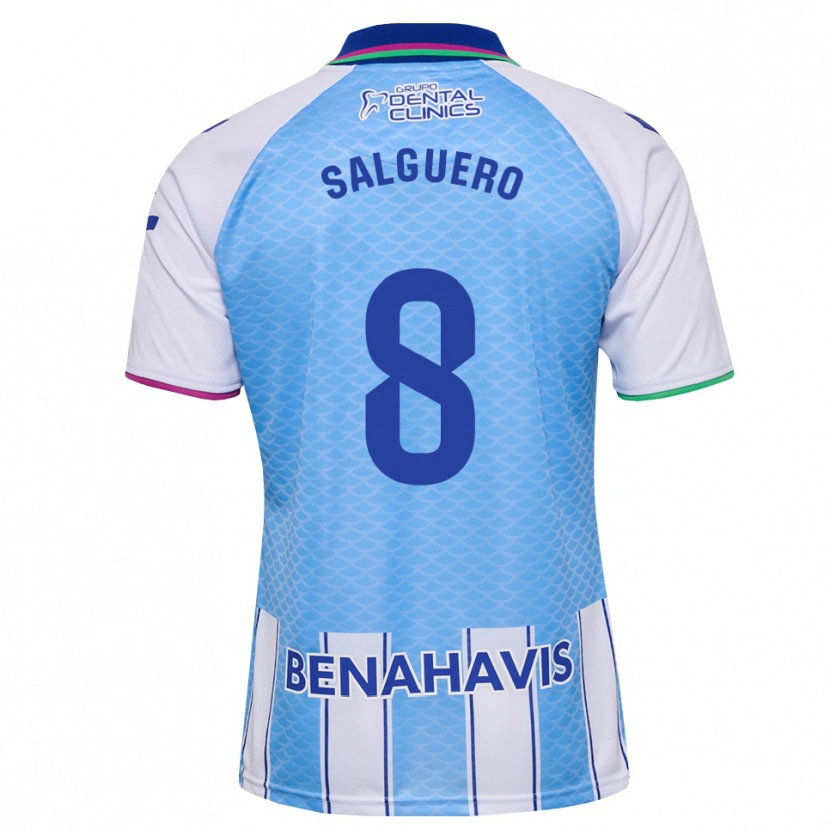 Danxen Børn Ismael Salguero #8 Dyb Himmelblå Hvid Hjemmebane Spillertrøjer 2026/27 Trøje T-Shirt