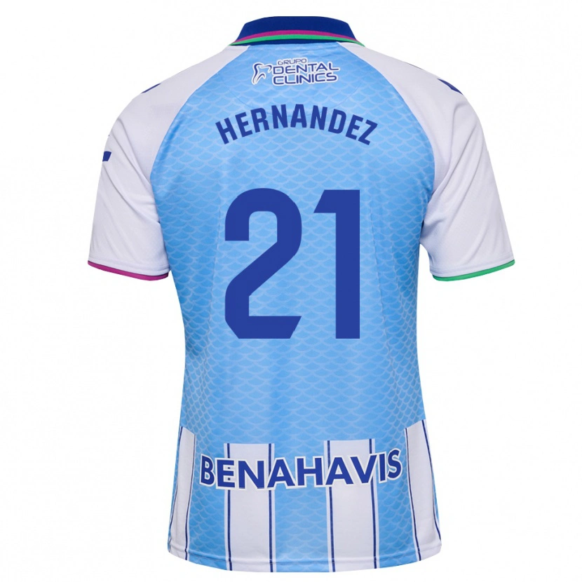 Danxen Børn Juan Hernández #21 Dyb Himmelblå Hvid Hjemmebane Spillertrøjer 2026/27 Trøje T-Shirt