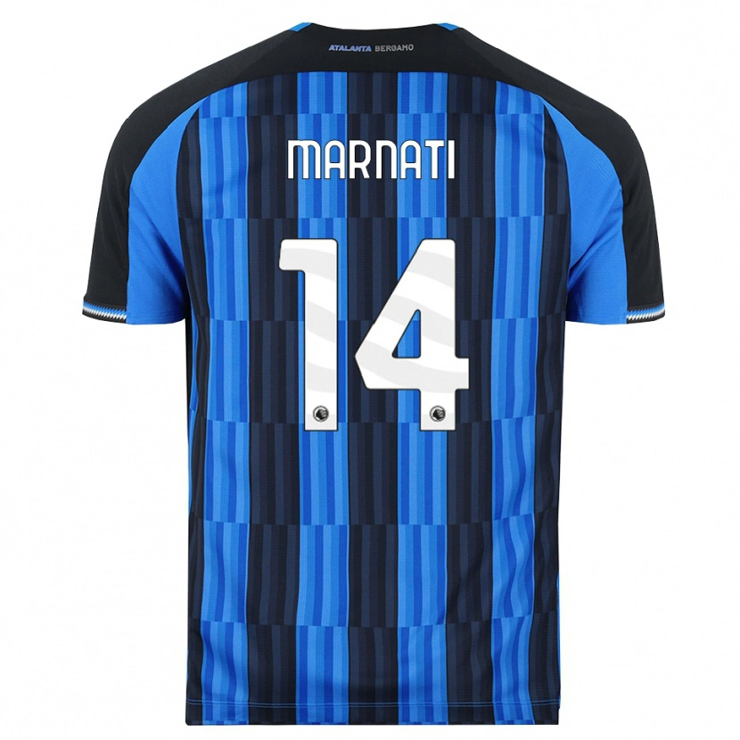 Danxen Børn Sebastiano Marnati #14 Blå Sort Rød Hjemmebane Spillertrøjer 2026/27 Trøje T-Shirt