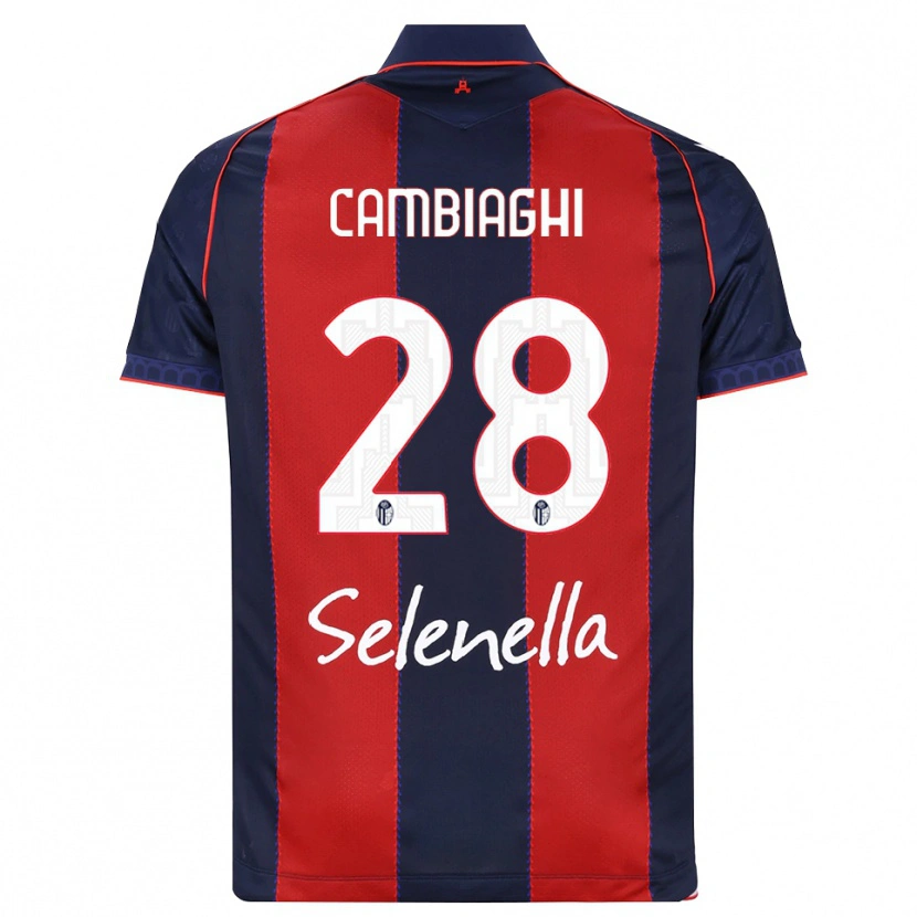 Danxen Børn Nicolò Cambiaghi #28 Kongelig Blå Rød Hvid Hjemmebane Spillertrøjer 2026/27 Trøje T-Shirt