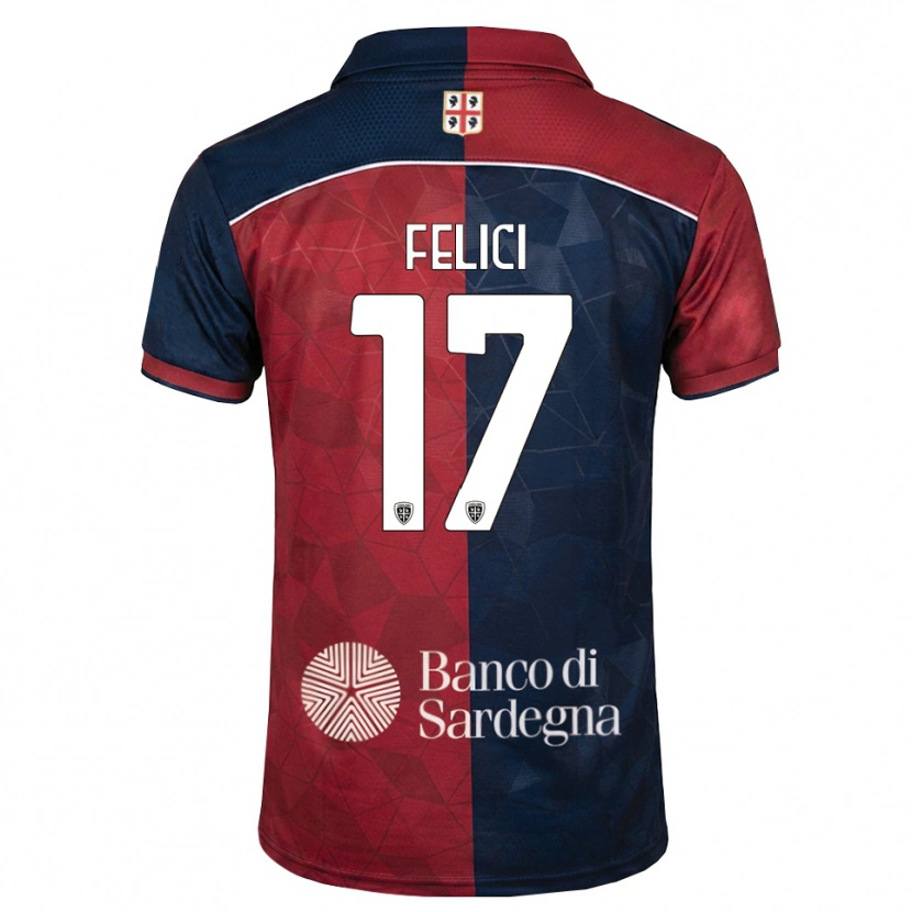 Danxen Børn Mattia Felici #17 Bordeaux Kongelig Blå Hjemmebane Spillertrøjer 2026/27 Trøje T-Shirt