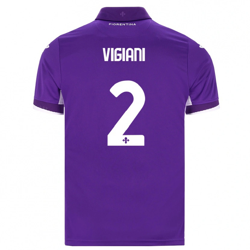Danxen Børn Lorenzo Vigiani #2 Lilla Hvid Pink Hjemmebane Spillertrøjer 2026/27 Trøje T-Shirt