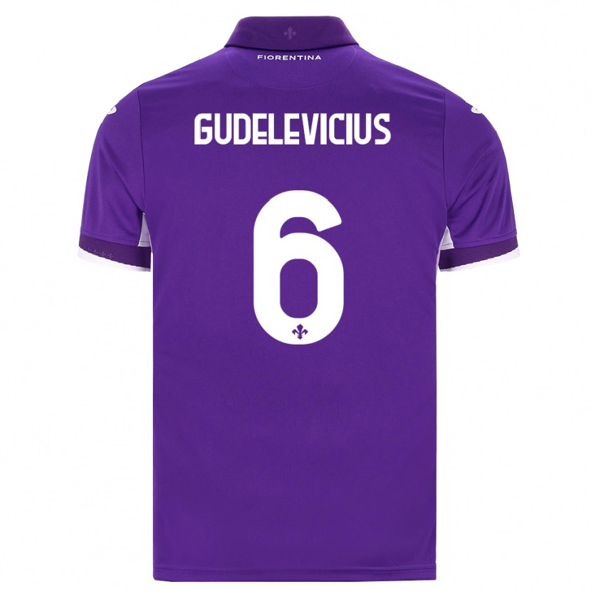 Danxen Børn Ernestas Gudelevicius #6 Lilla Hvid Pink Hjemmebane Spillertrøjer 2026/27 Trøje T-Shirt