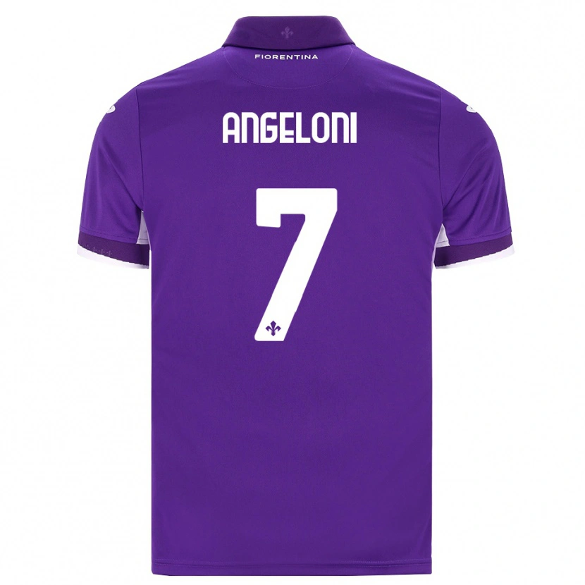 Danxen Børn Alberto Angeloni #7 Lilla Hvid Pink Hjemmebane Spillertrøjer 2026/27 Trøje T-Shirt