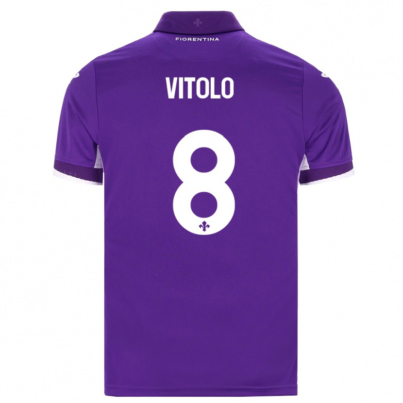 Danxen Børn Federico Vitolo #8 Lilla Hvid Pink Hjemmebane Spillertrøjer 2026/27 Trøje T-Shirt