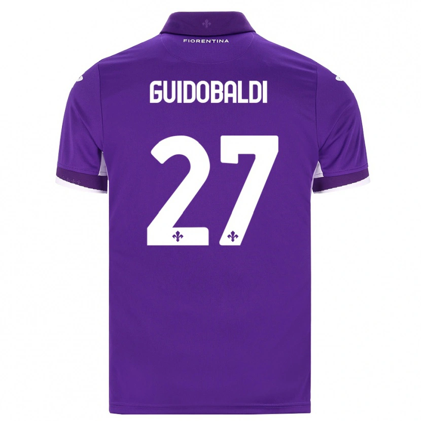 Danxen Børn Filippo Guidobaldi #27 Lilla Hvid Pink Hjemmebane Spillertrøjer 2026/27 Trøje T-Shirt