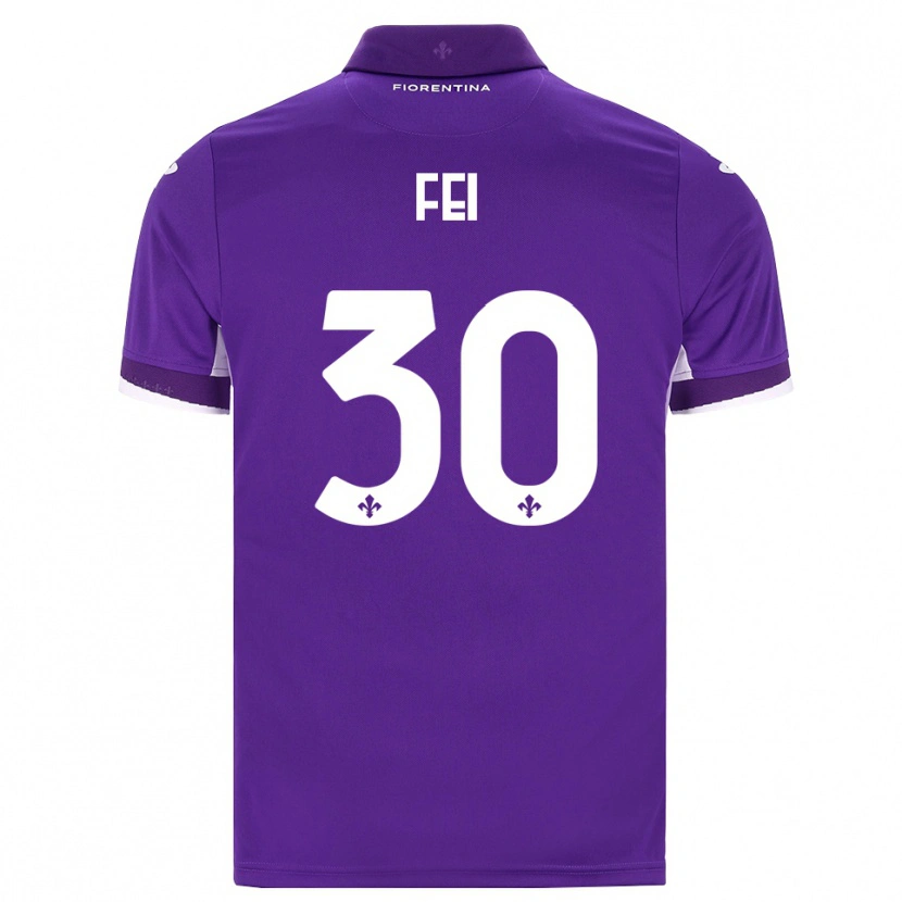 Danxen Børn Gianmaria Fei #30 Lilla Hvid Pink Hjemmebane Spillertrøjer 2026/27 Trøje T-Shirt