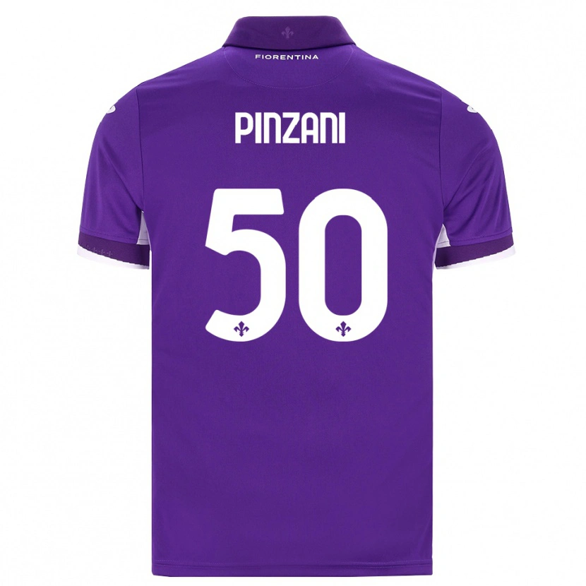 Danxen Børn Lorenzo Pinzani #50 Lilla Hvid Pink Hjemmebane Spillertrøjer 2026/27 Trøje T-Shirt