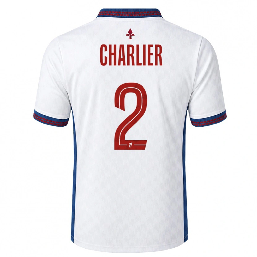 Danxen Børn Amaury Charlier #2 Rød Hvid Blå Udebane Spillertrøjer 2026/27 Trøje T-Shirt