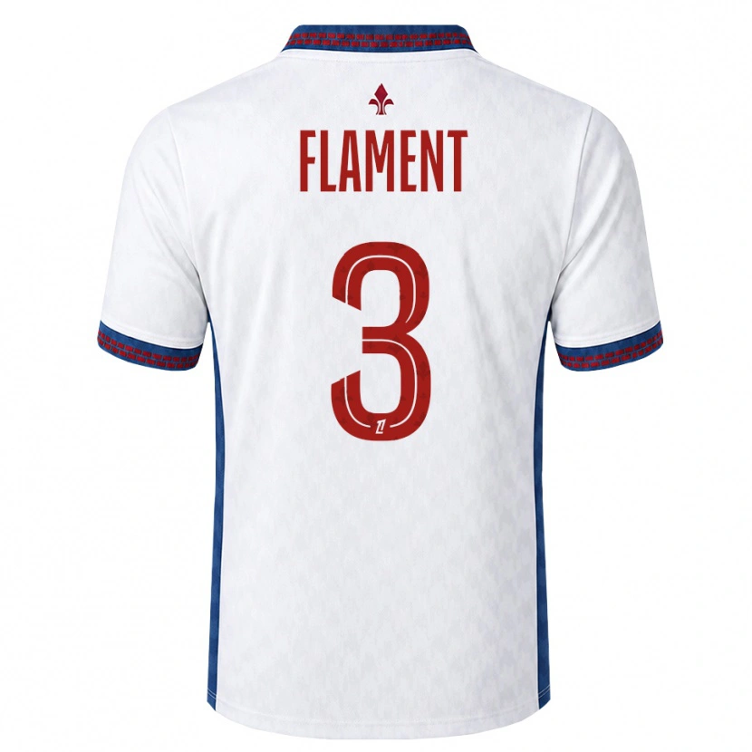 Danxen Børn Corentin Flament #3 Rød Hvid Blå Udebane Spillertrøjer 2026/27 Trøje T-Shirt