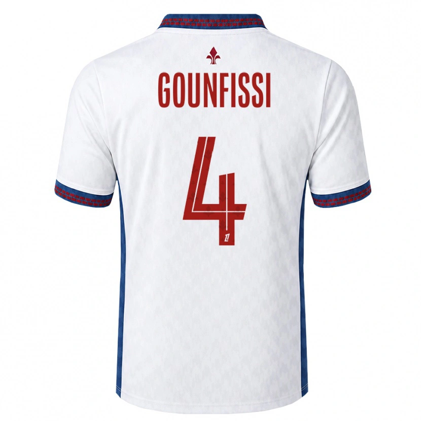 Danxen Børn Mouad Gounfissi #4 Rød Hvid Blå Udebane Spillertrøjer 2026/27 Trøje T-Shirt