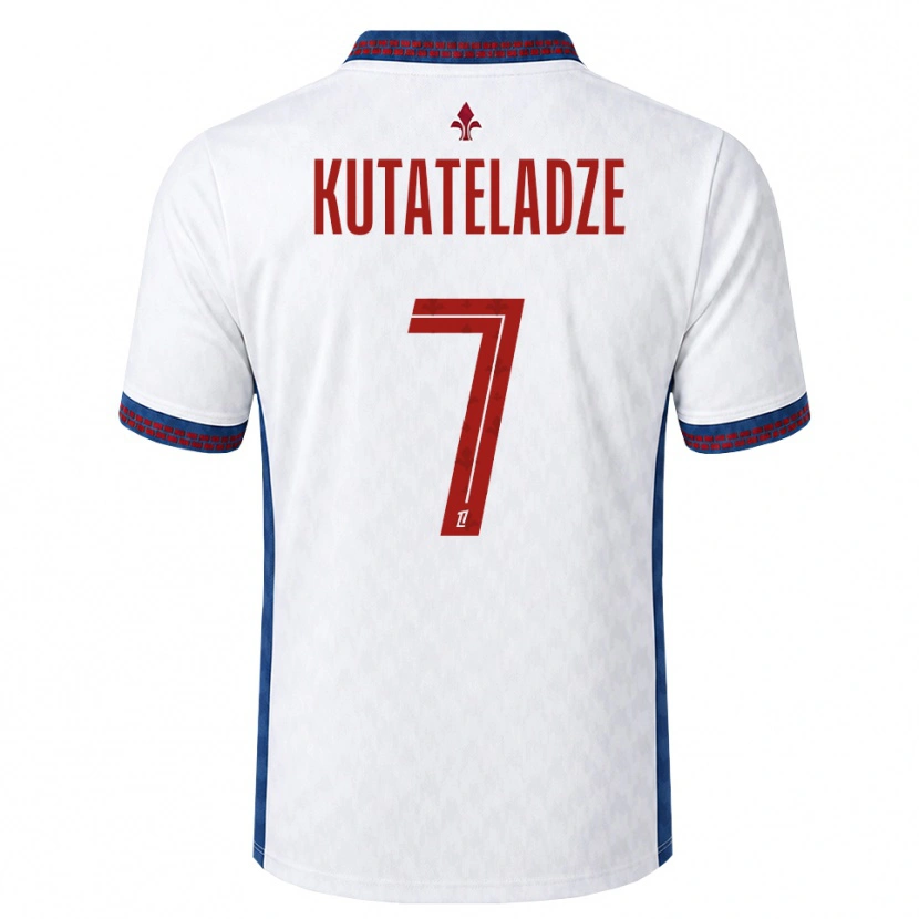 Danxen Børn Alexandre Kutateladze #7 Rød Hvid Blå Udebane Spillertrøjer 2026/27 Trøje T-Shirt