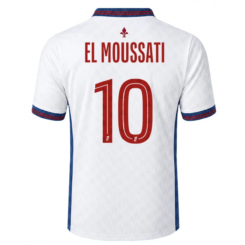 Danxen Børn Redouane El Moussati #10 Rød Hvid Blå Udebane Spillertrøjer 2026/27 Trøje T-Shirt
