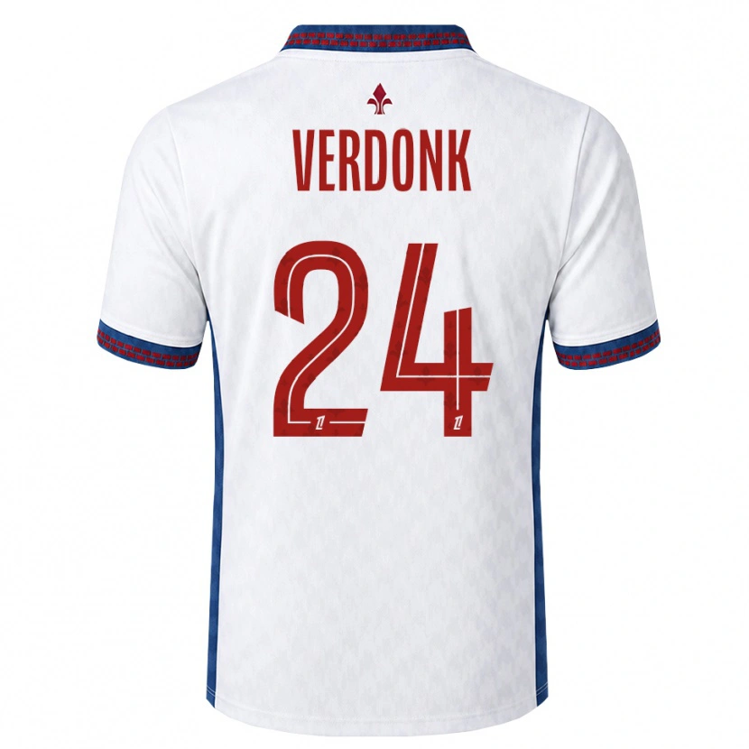 Danxen Børn Calvin Verdonk #24 Rød Hvid Blå Udebane Spillertrøjer 2026/27 Trøje T-Shirt